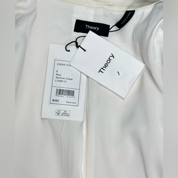 THEORY Admiral Crepe Clean Cut Tuxedo Tux One Button Jacket Fitted Blazer Size 6 - Picture 8 of 10